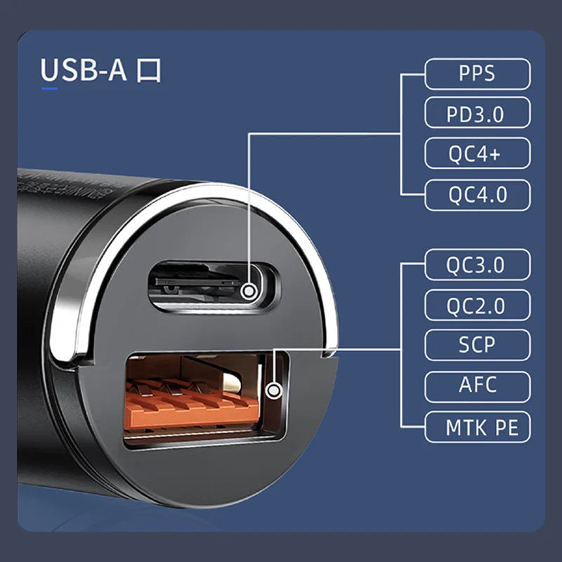 100W Mini Car Charger Lighter Fast Charging for iPhone